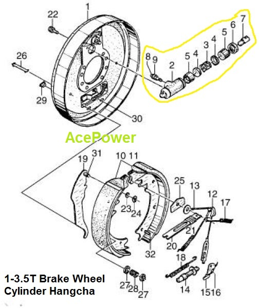 Brake wheel cylinder hangcha